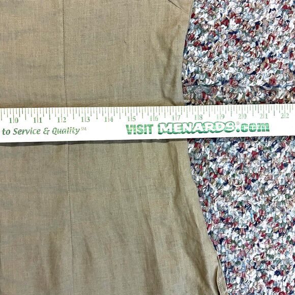 Vintage 90s Taxi Deep Tan Linen Roll Tab Sleeve Shaped Button Up Shirt Size L - Picture 11 of 13